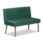 Load image into Gallery viewer, Baxton Studio Alvis Mid-Century Modern Emerald Green Velvet Upholstered And Walnut Brown Finished Wood 2-Piece Dining Nook Banquette Set
