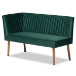 Load image into Gallery viewer, Baxton Studio Alvis Mid-Century Modern Emerald Green Velvet Upholstered And Walnut Brown Finished Wood 2-Piece Dining Nook Banquette Set
