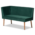 Load image into Gallery viewer, Baxton Studio Alvis Mid-Century Modern Emerald Green Velvet Upholstered And Walnut Brown Finished Wood 3-Piece Dining Nook Set
