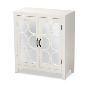 Baxton Studio Garcelle Modern And Contemporary White Finished Wood And Mirrored Glass 2-Door Sideboard