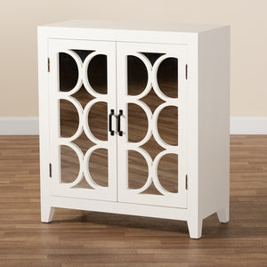 Baxton Studio Garcelle Modern And Contemporary White Finished Wood And Mirrored Glass 2-Door Sideboard