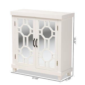 Baxton Studio Carlena Modern And Contemporary White Finished Wood And Mirrored Glass 2-Door Sideboard