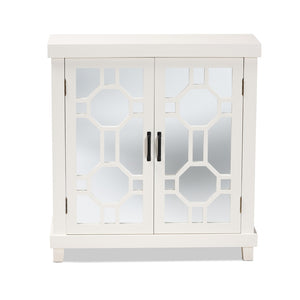 Baxton Studio Carlena Modern And Contemporary White Finished Wood And Mirrored Glass 2-Door Sideboard