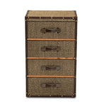 Load image into Gallery viewer, Baxton Studio Owen Mid-Century Modern Brown Fabric Upholstered 4-Drawer Accent Storage Cabinet
