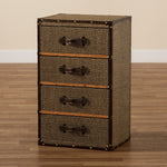 Load image into Gallery viewer, Baxton Studio Owen Mid-Century Modern Brown Fabric Upholstered 4-Drawer Accent Storage Cabinet
