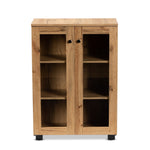 Load image into Gallery viewer, Baxton Studio Mason Modern And Contemporary Oak Brown Finished Wood 2-Door Storage Cabinet With Glass Doors
