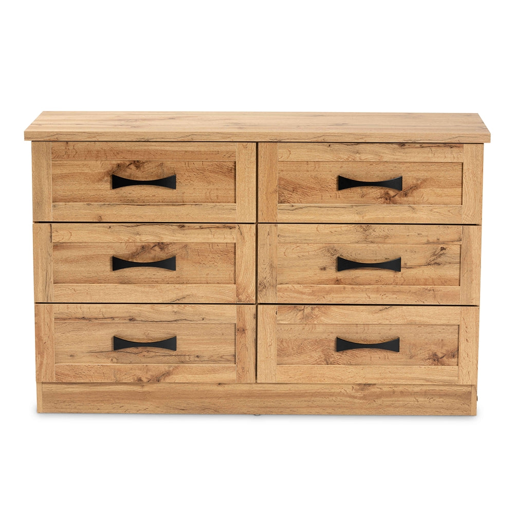 Baxton Studio Colburn Modern And Contemporary 6-Drawer Oak Brown Finished Wood Storage Dresser