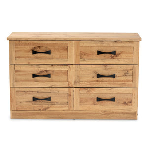 Baxton Studio Colburn Modern And Contemporary 6-Drawer Oak Brown Finished Wood Storage Dresser