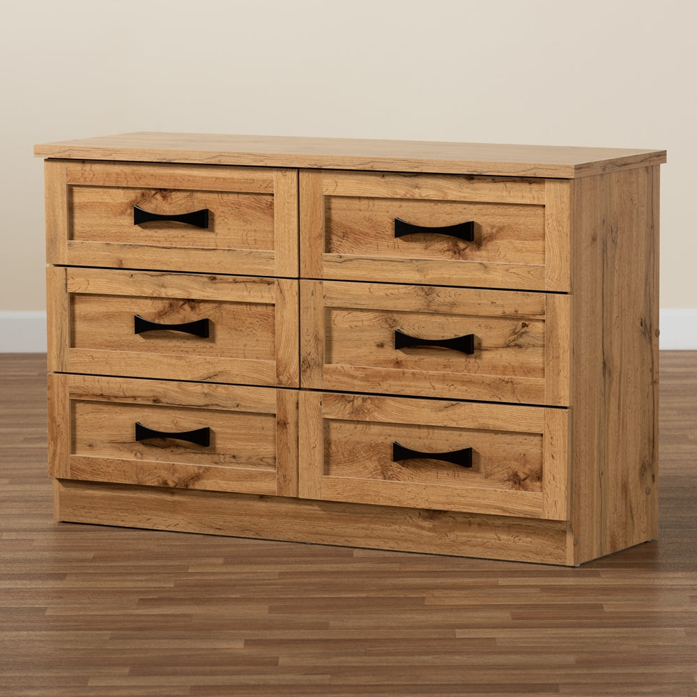 Baxton Studio Colburn Modern And Contemporary 6-Drawer Oak Brown Finished Wood Storage Dresser