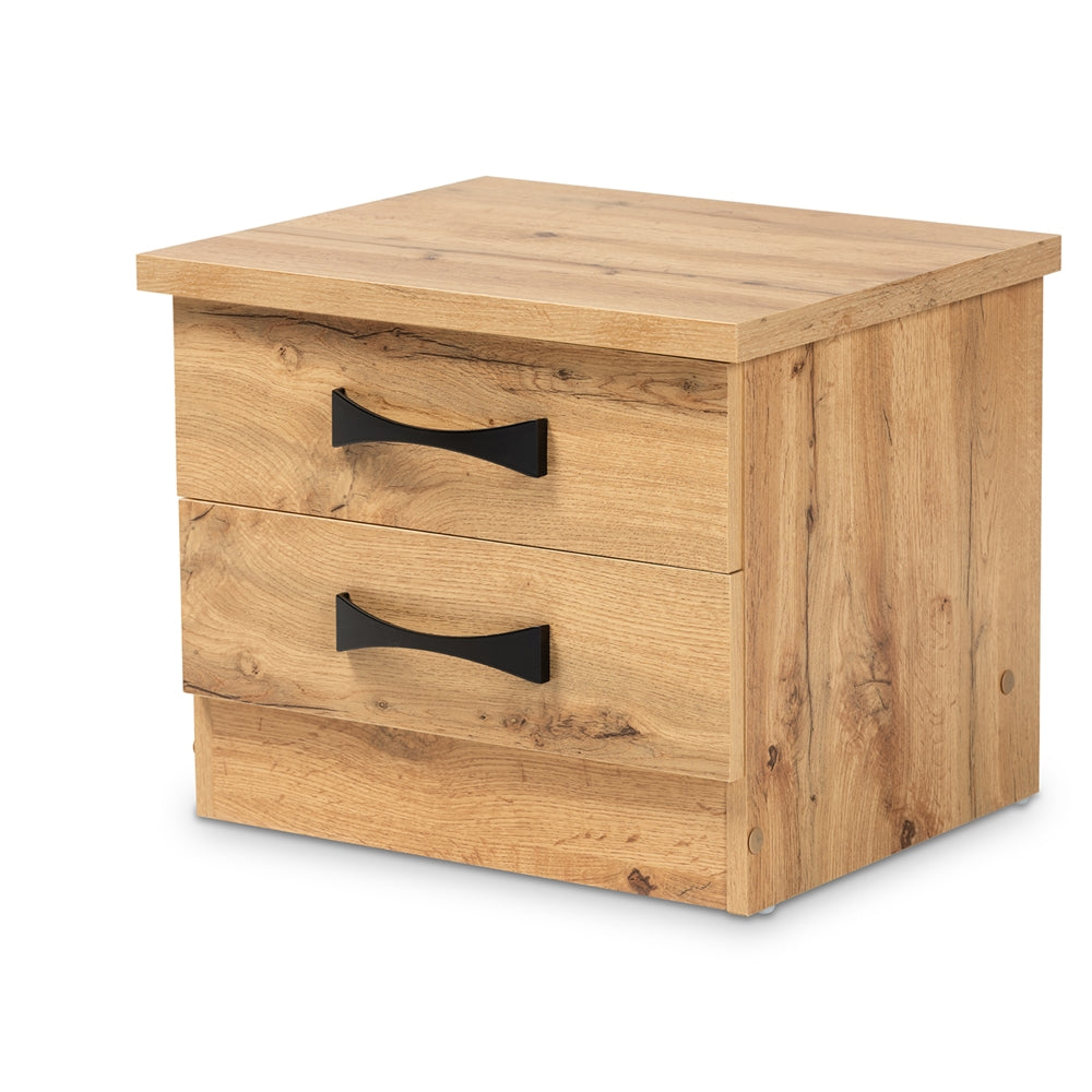 Baxton Studio Colburn Modern And Contemporary Oak Brown Finished Wood 2-Drawer Nightstand