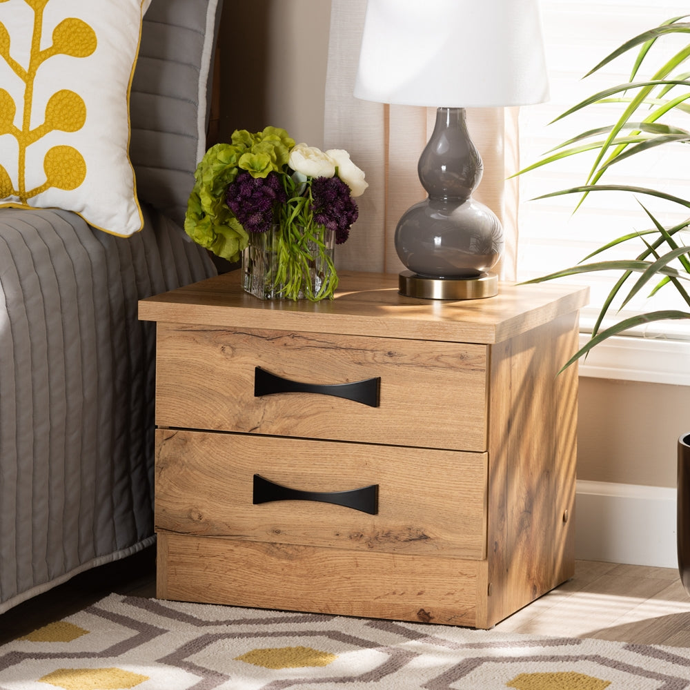 BAXTON STUDIO COLBURN MODERN AND CONTEMPORARY OAK BROWN FINISHED WOOD 2-DRAWER NIGHTSTAND