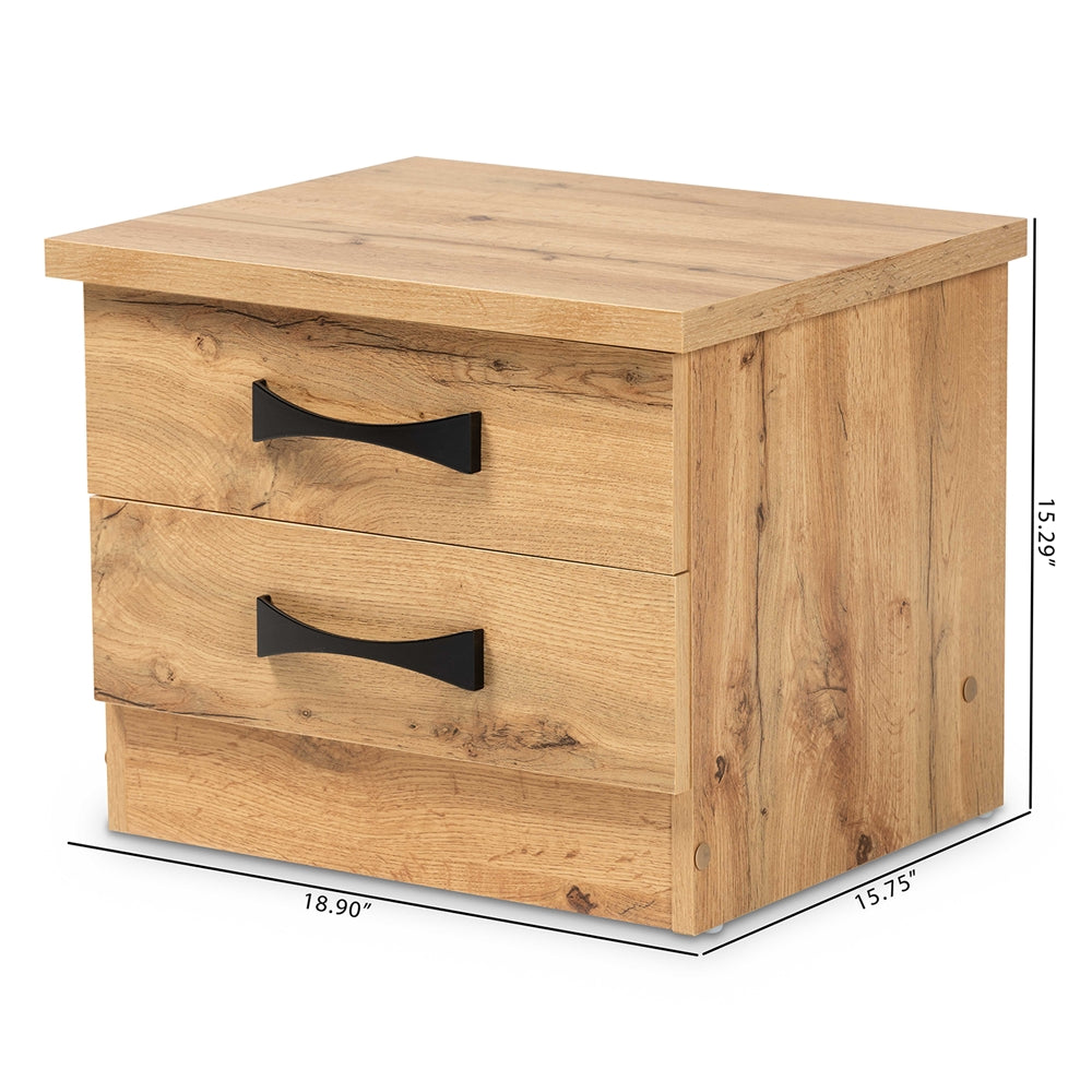 Baxton Studio Colburn Modern And Contemporary Oak Brown Finished Wood 2-Drawer Nightstand