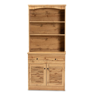 Baxton Studio Agni Modern And Contemporary Oak Brown Finished Wood Buffet And Hutch Kitchen Cabinet