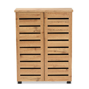 Baxton Studio Adalwin Modern And Contemporary Oak Brown Finished Wood 2-Door Shoe Storage Cabinet