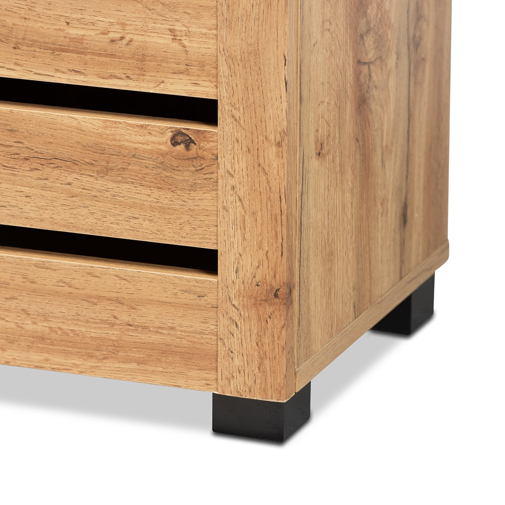 Baxton Studio Adalwin Modern And Contemporary Oak Brown Finished Wood 2-Door Shoe Storage Cabinet