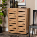 Load image into Gallery viewer, Baxton Studio Adalwin Modern And Contemporary Oak Brown Finished Wood 2-Door Shoe Storage Cabinet
