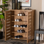 Load image into Gallery viewer, BAXTON STUDIO ADALWIN MODERN AND CONTEMPORARY OAK BROWN FINISHED WOOD 2-DOOR SHOE STORAGE CABINET
