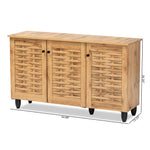 Load image into Gallery viewer, Baxton Studio Winda Modern And Contemporary Oak Brown Finished Wood 3-Door Shoe Cabinet
