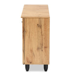 Load image into Gallery viewer, Baxton Studio Winda Modern And Contemporary Oak Brown Finished Wood 3-Door Shoe Cabinet
