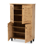 Load image into Gallery viewer, Baxton Studio Winda Modern And Contemporary Oak Brown Finished Wood 4-Door Shoe Storage Cabinet
