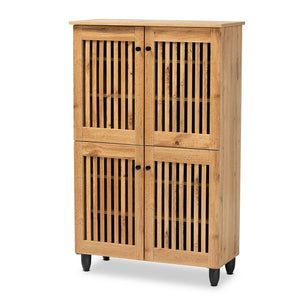 Baxton Studio Fernanda Modern and Contemporary Finished Wood 4-Door Shoe Storage Cabinet