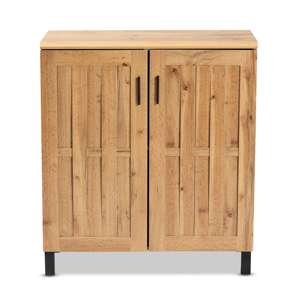 Baxton Studio Excel Modern And Contemporary Oak Brown Finished Wood 2-Door Storage Cabinet