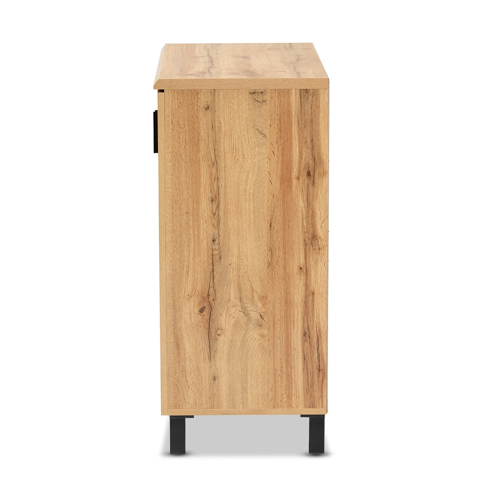 Baxton Studio Excel Modern And Contemporary Oak Brown Finished Wood 2-Door Storage Cabinet