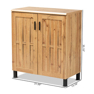 Baxton Studio Excel Modern And Contemporary Oak Brown Finished Wood 2-Door Storage Cabinet