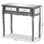 Load image into Gallery viewer, Baxton Studio Wycliff Industrial Glam And Luxe Silver Finished Metal And Mirrored Glass 2-Drawer Console Table
