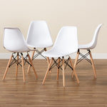 Load image into Gallery viewer, Baxton Studio Jaspen Modern And Contemporary White Finished Polypropylene Plastic And Oak Brown Finished Wood 4-Piece Dining Chair Set
