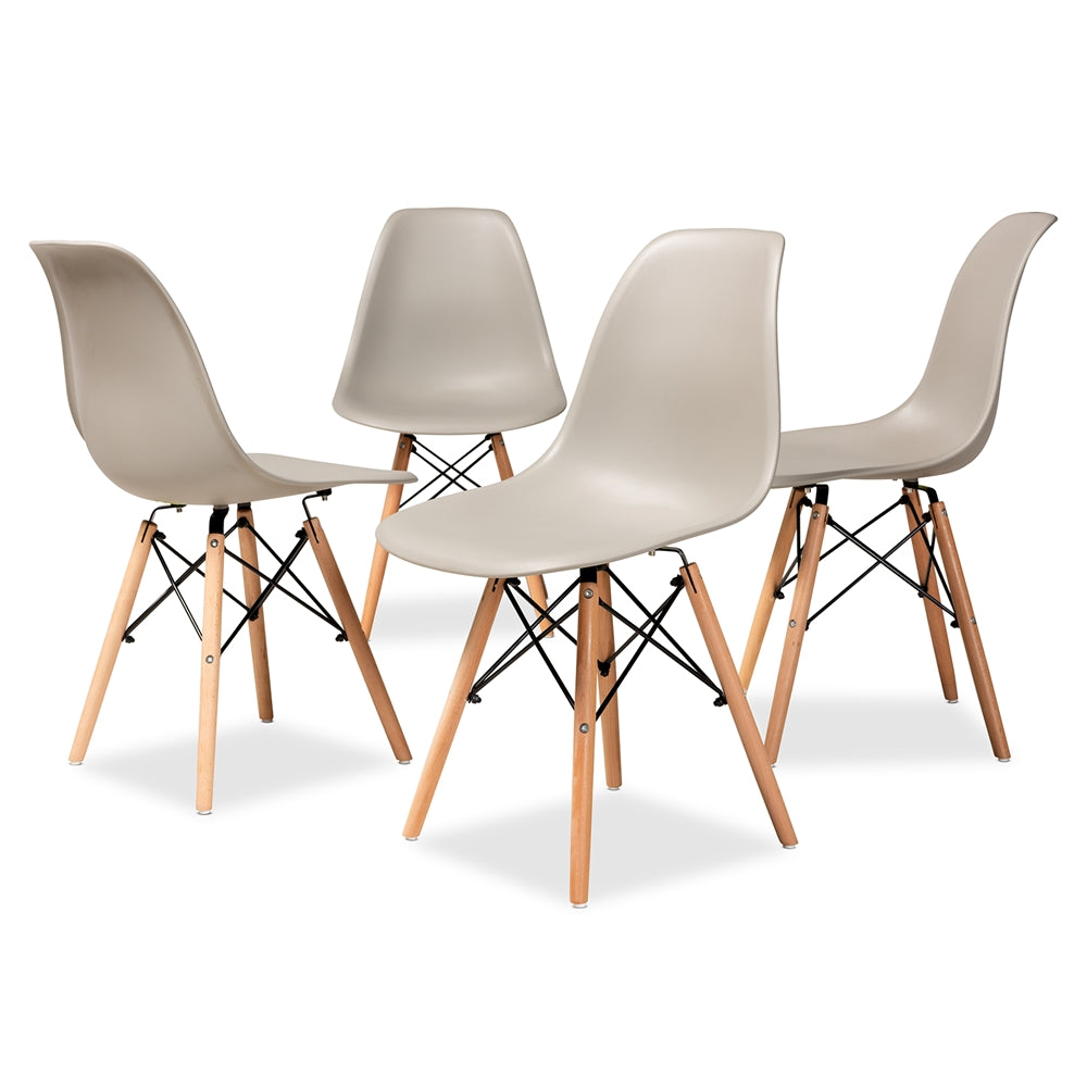 Baxton Studio Jaspen Modern and Contemporary Finished Polypropylene Plastic and Finished Wood 4-Piece Dining Chair Set