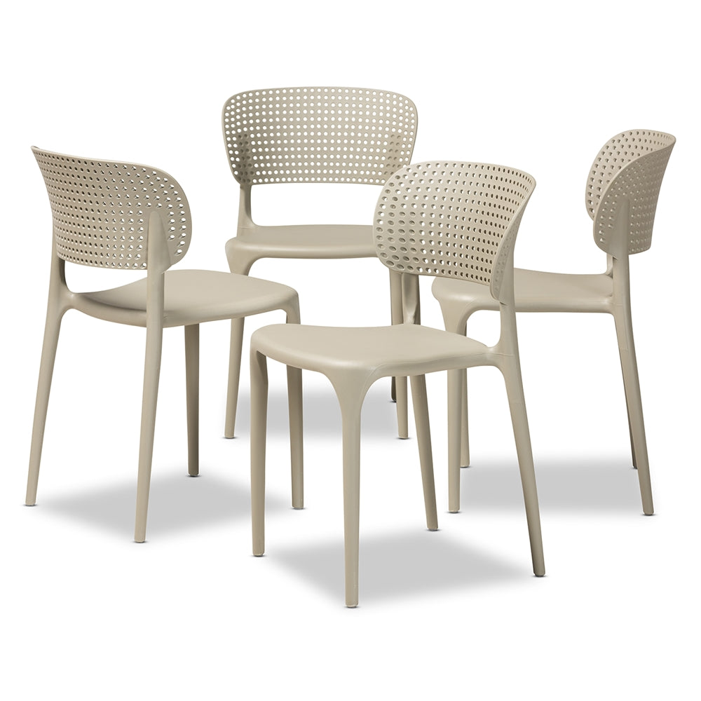 Baxton Studio Rae Modern and Contemporary Finished Polypropylene Plastic 4-Piece Stackable Dining Chair Set