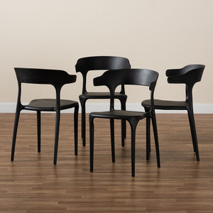 Baxton Studio Gould Modern Transtional Black Plastic 4-Piece Dining Chair Set