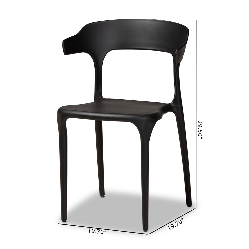 Baxton Studio Gould Modern Transtional Black Plastic 4-Piece Dining Chair Set