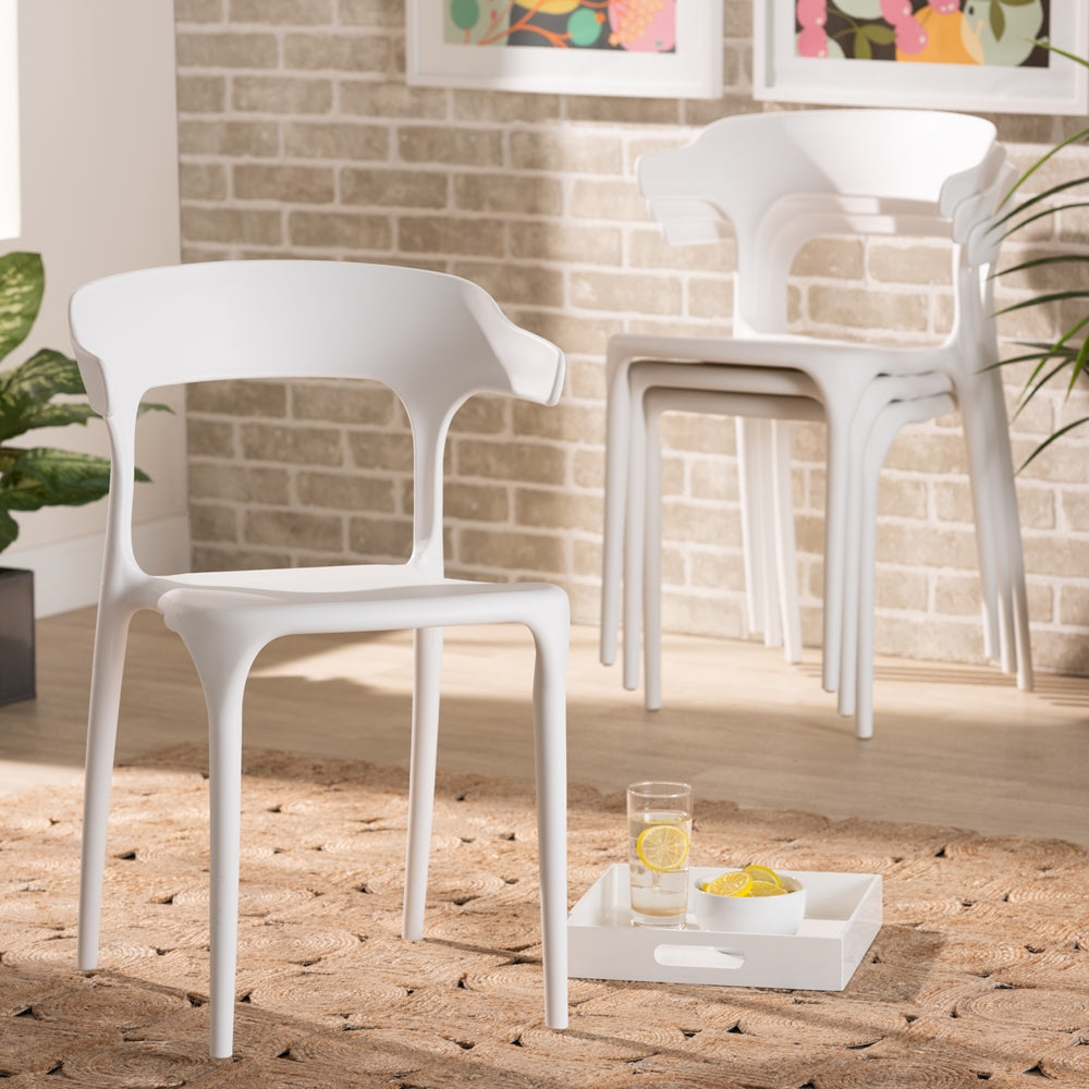 Baxton Studio Gould Modern Transtional White Plastic 4-Piece Dining Chair Set