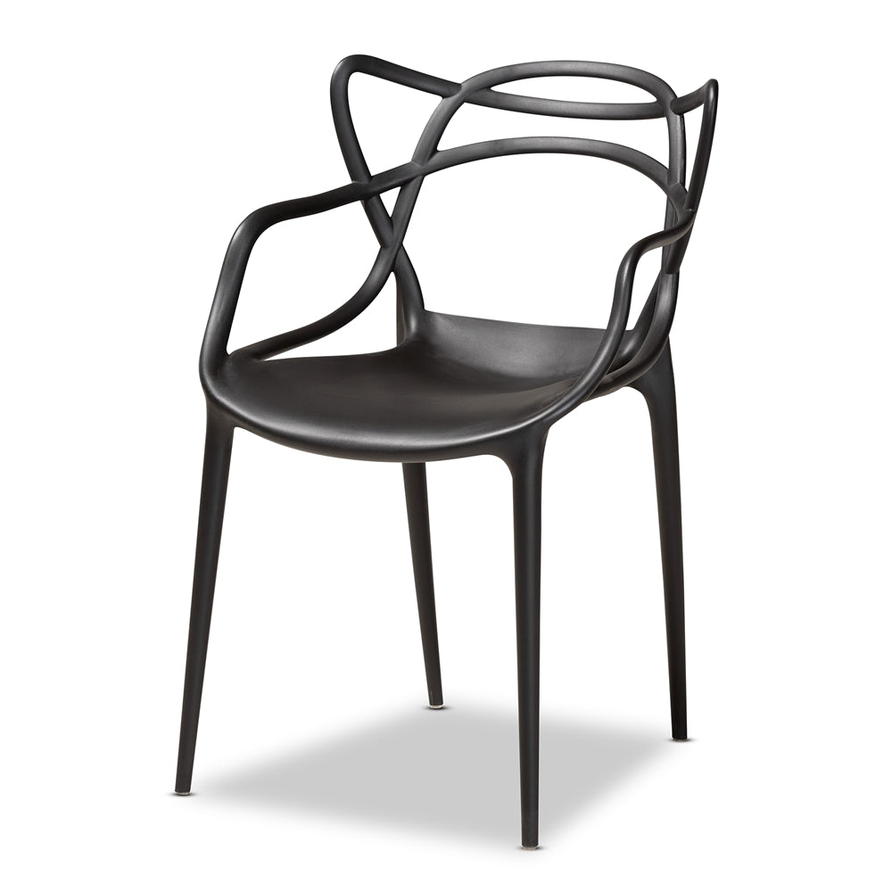 Baxton Studio Landry Modern And Contemporary Black Finished Polypropylene Plastic 4-Piece Stackable Dining Chair Set