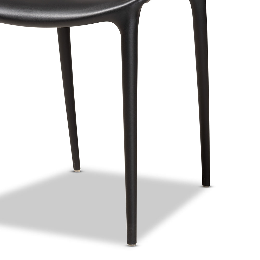 Baxton Studio Landry Modern And Contemporary Black Finished Polypropylene Plastic 4-Piece Stackable Dining Chair Set