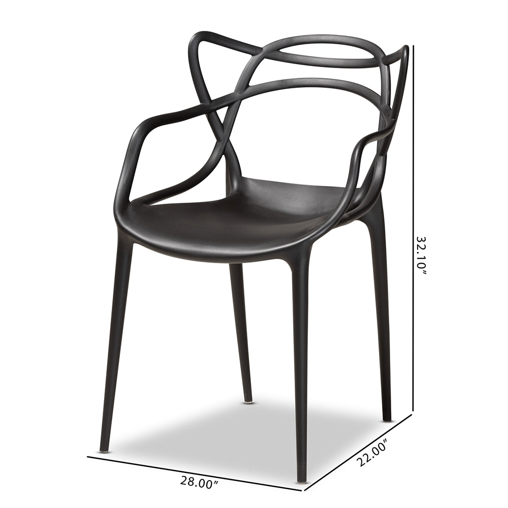 Baxton Studio Landry Modern And Contemporary Black Finished Polypropylene Plastic 4-Piece Stackable Dining Chair Set