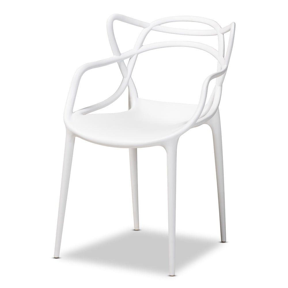 Baxton Studio Landry Modern And Contemporary White Finished Polypropylene Plastic 4-Piece Stackable Dining Chair Set