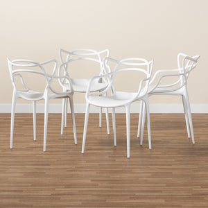 Baxton Studio Landry Modern And Contemporary White Finished Polypropylene Plastic 4-Piece Stackable Dining Chair Set