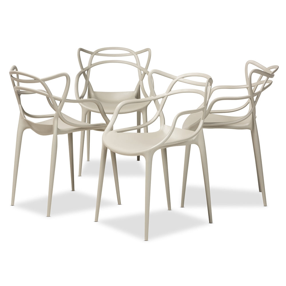 Baxton Studio Landry Modern and Contemporary Finished Polypropylene Plastic 4-Piece Stackable Dining Chair Set