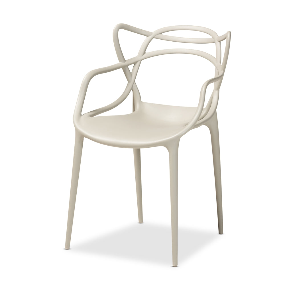 Baxton Studio Landry Modern And Contemporary Beige Finished Polypropylene Plastic 4-Piece Stackable Dining Chair Set