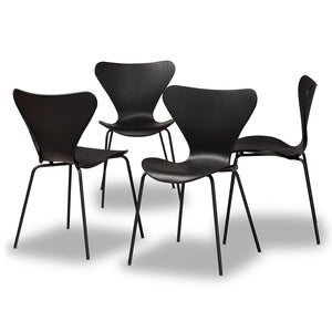 Baxton Studio Jaden Modern And Contemporary Black Plastic And Black Metal 4-Piece Dining Chair Set