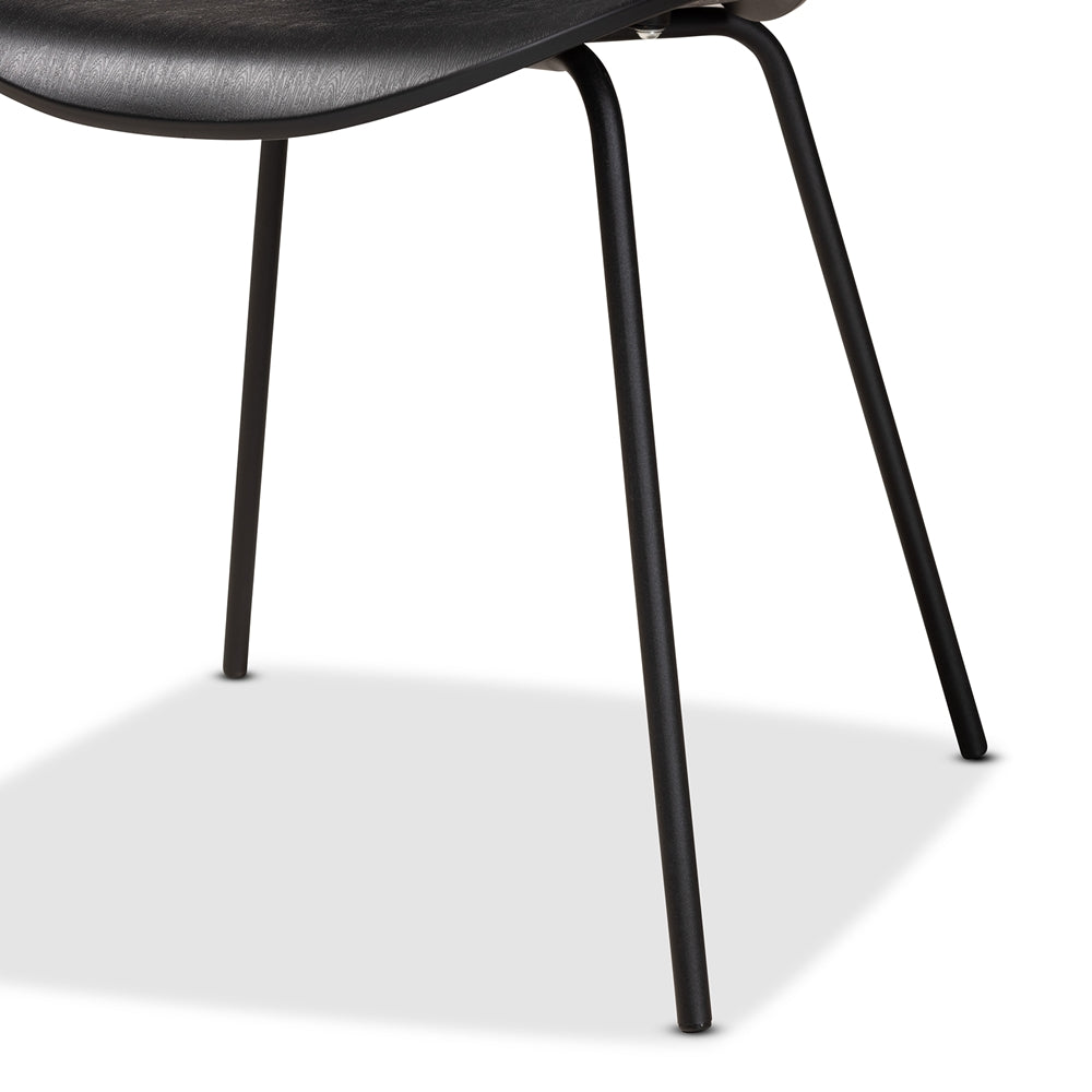 Baxton Studio Jaden Modern And Contemporary Black Plastic And Black Metal 4-Piece Dining Chair Set