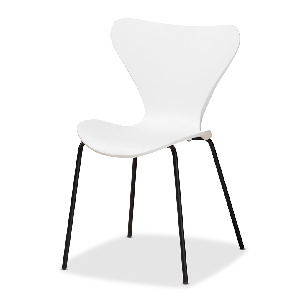 Baxton Studio Jaden Modern And Contemporary White Plastic And Black Metal 4-Piece Dining Chair Set