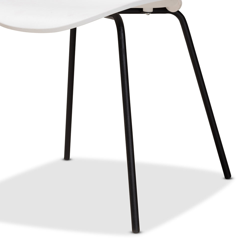 Baxton Studio Jaden Modern And Contemporary White Plastic And Black Metal 4-Piece Dining Chair Set