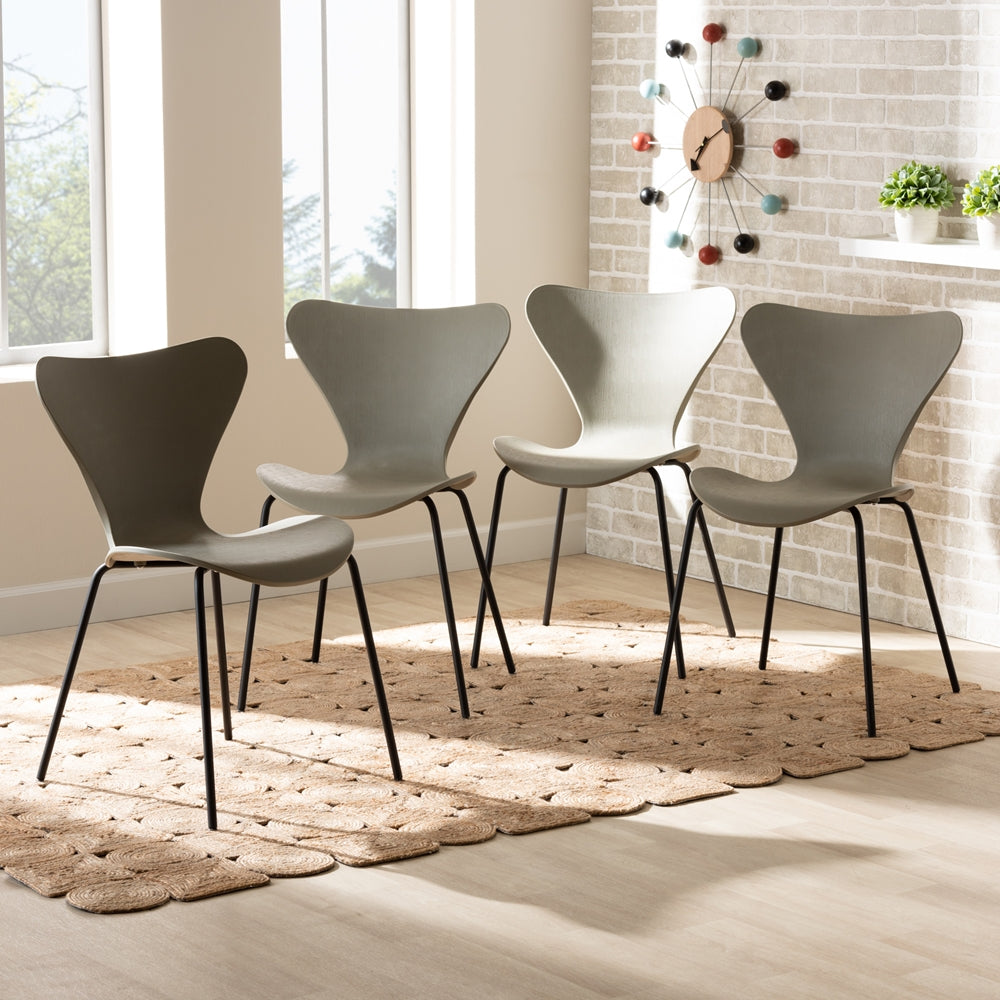 Baxton Studio Jaden Modern And Contemporary Beige Plastic And Black Metal 4-Piece Dining Chair Set