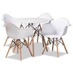 Load image into Gallery viewer, Baxton Studio Galen Modern And Contemporary White Finished Polypropylene Plastic And Oak Brown Finished Wood 5-Piece Dining Set
