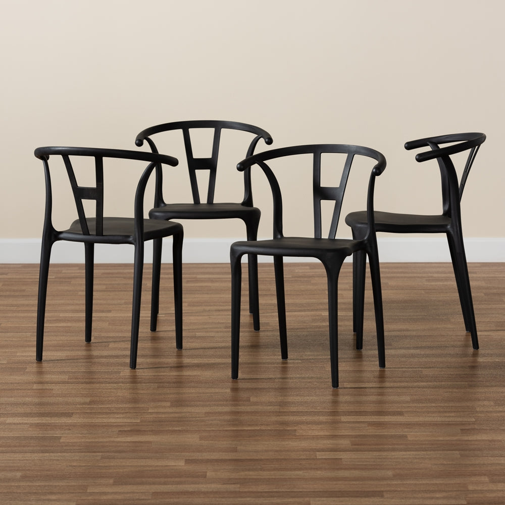 Baxton Studio Warner Modern And Contemporary Black Plastic 4-Piece Dining Chair Set