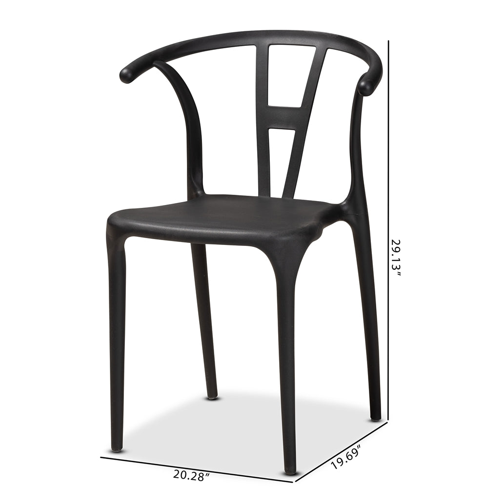 Baxton Studio Warner Modern And Contemporary Black Plastic 4-Piece Dining Chair Set